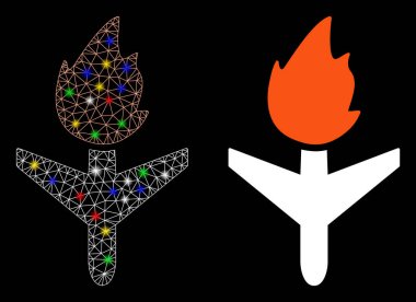Parlak Izgara Ağı Hafif Benekli Uçak Simgesi