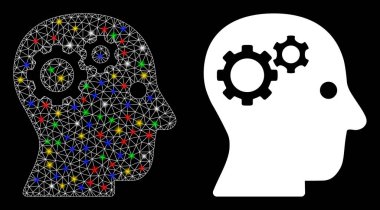 Işıldayan Ağ 2d Flash Noktalı Dişli Simgesi