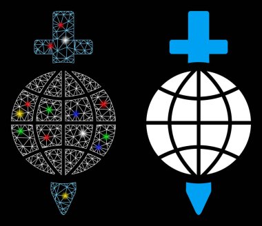 Işık Lekeli Parlak Kablo Çerçevesi Küresel Güvenlik Simgesi