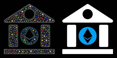 Parlak Ağlı Kabartma Ethereum Şirketi Işık Lekeli Simge Yapılandırması