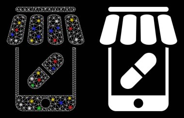 Açık Noktalı Parlak Örgü Ağı Çevrimiçi Eczane Simgesi