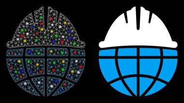 Fişek Ağı 2d Flash Noktalı Küresel Kask Simgesi