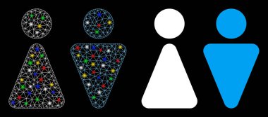 Parlak Ağ Gövdesi WC Işık Noktalı Kişi Simgesi