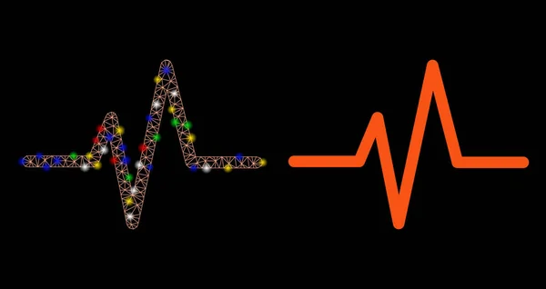 Ikona síťového pulsu světlice se světlicovými skvrnami — Stockový vektor