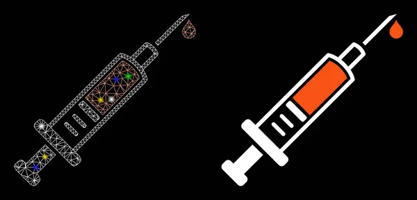 Ikona szczepień siatką flary z lampami błyskowymi — Wektor stockowy