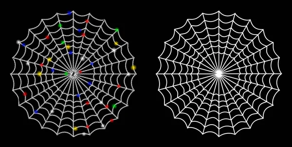 Flare Mesh Netzwerk Spinnennetz-Symbol mit Flare Spots — Stockvektor