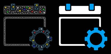 Parlak Ağ 2d Takvim Sayfa Seçenekleri Flash Noktalı Gear Simgesi