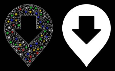 Flare Benekleri ile Ağ Ağı Aşağıya Oklu İşaretleyici Simgesini Göster