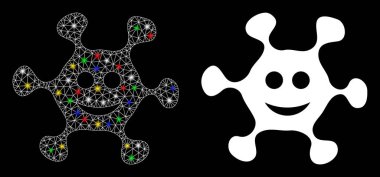Parlak Ağ 2d Flash Noktalı Mutlu Mikrop Simgesi