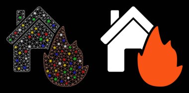 Işıl ışıl yanan 2d Ev Yangınları Felaket Simgesi