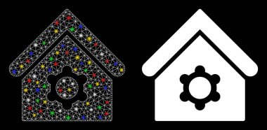 Flaş Noktalı Parlak Kablo Endüstriyel Bina Simgesi