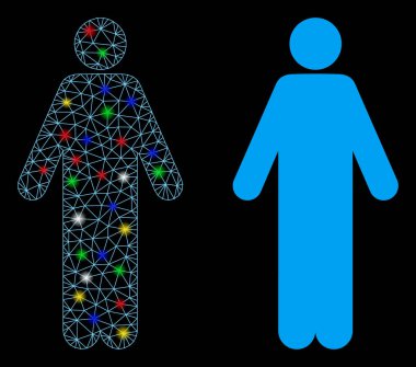 Işık Noktalı Parlak Kablo Çerçeveli Adam Simgesi