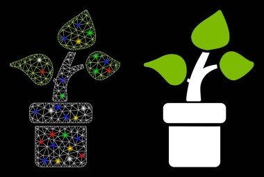 Işık Lekeli Parlak Kablo Çerçevesi Bitki Simgesi