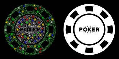 Işık Lekeli Parlak Ağlı Karkas Poker Cipsi Simgesi