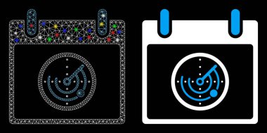 Fişek Ağı Radar Takvim Günü Simgesini Işıklandırma Noktalarıyla Fişekle