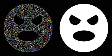 Parlak Ağ Kablo Çerçevesi Çığlık Gülen Simge Flash Benekli