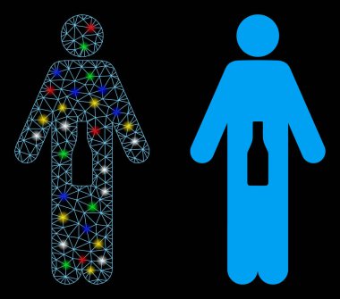 Parlak Kablo Çerçevesi Wc Man Simgesi ile Flash Spots