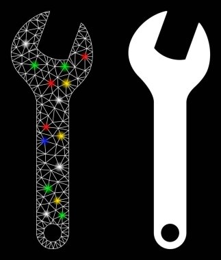 Işıl ışıl parlayan benekler ile ağ 2d Kıvrık Simgesi