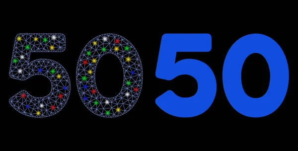 Icono de texto de malla de bengala 2D 50 dígitos con puntos de bengala — Vector de stock