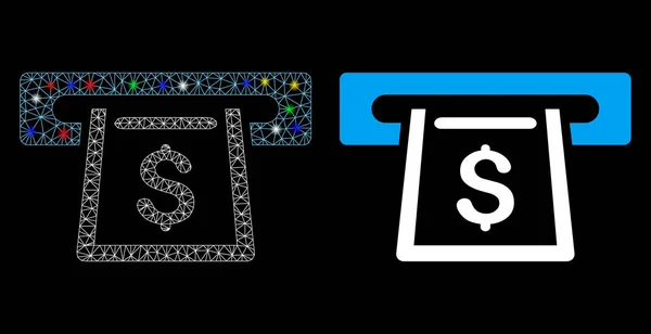 Glanzende Mesh 2d Cashout Slot Ikoon met Flash Spots — Stockvector