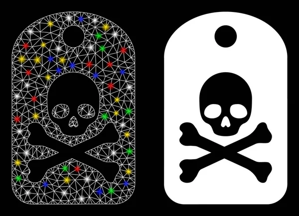 Flare Mesh Network Death Sticker Icon with Flash Spots — Stock Vector