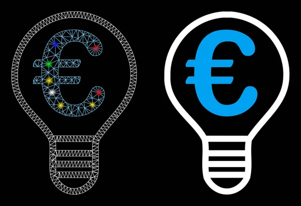 Bright Mesh Network Euro Bulb Icon with Flare Spots