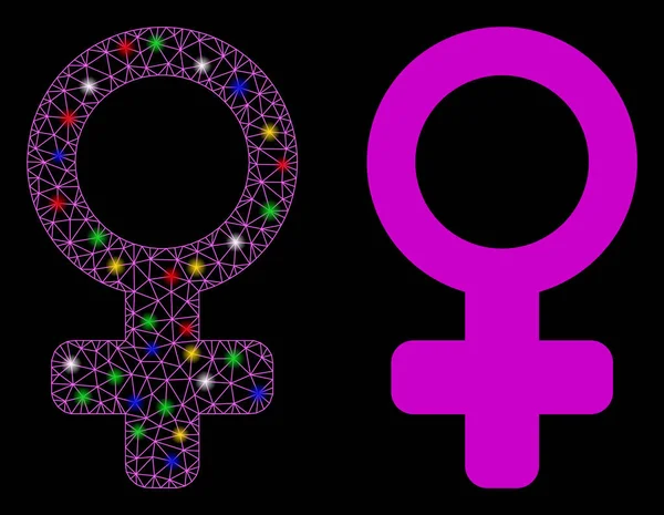 Icône de symbole femelle de cadre de fil de maille arrondie avec des taches arrondies — Image vectorielle