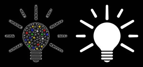 Flare Mesh Network Light Bulb Icon with Flare Spots