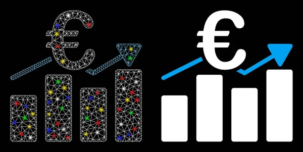 Flare Mesh 2D Euro Business Bar Chart Icon with Flare Spots — Stock Vector