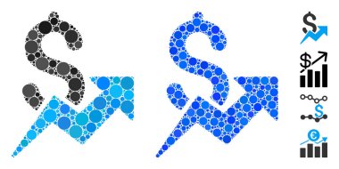 Dolar Büyümesi Küresel Ögelerin Mozaik Simgesi