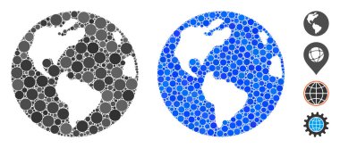 Küresel Ögelerin Dünya Mozaik Simgesi