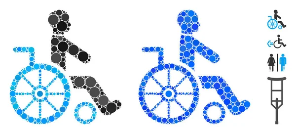 Ikona mozaiki wózka inwalidzkiego z kropkami — Wektor stockowy
