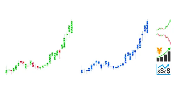 Cuadro de velas Crecimiento Aceleración Mosaico Icono de puntos redondos — Archivo Imágenes Vectoriales