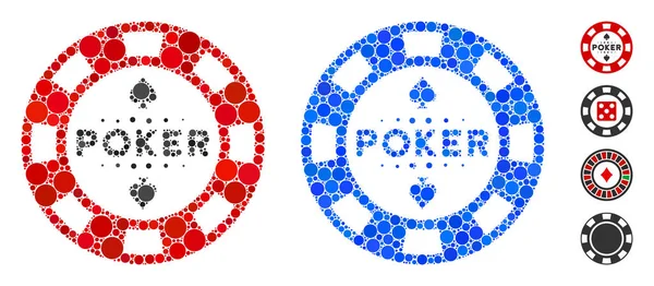 Poker Casino Chip Composición icono de los puntos del círculo — Vector de stock
