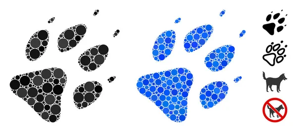 Lupo impronta Mosaico Icona di Round Dots — Vettoriale Stock