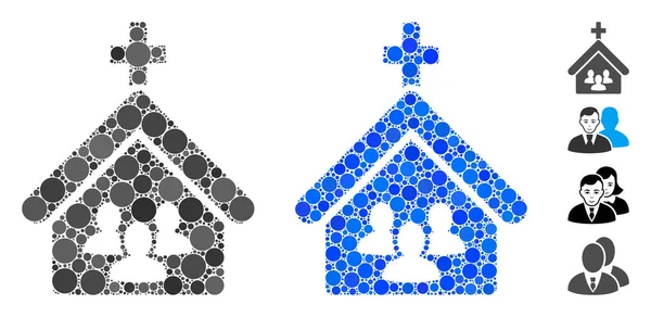 Iglesia Gente Mosaico icono de los puntos redondos — Vector de stock