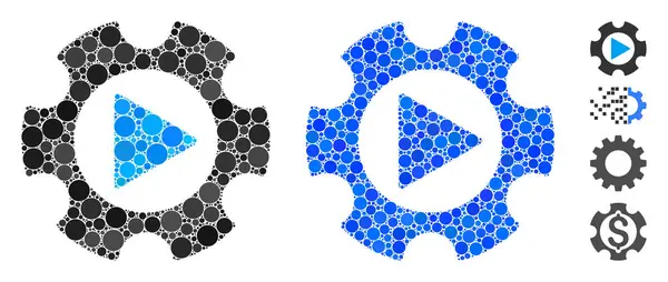 Icône de composition d'engrenage d'automatisation des points de cercle — Image vectorielle