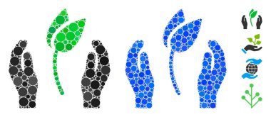 Sprout Care Hands Yuvarlak Noktaların Mozaik Simgesi