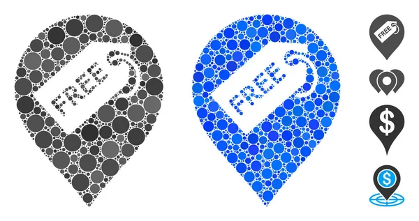 Tag gratuit marqueur mosaïque icône des éléments sphériques — Image vectorielle