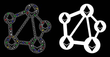 Işık Noktalı Parlak Ağ Ethereum Ağı Simgesi