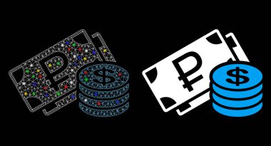 Fişek Kablosu Çerçeve Rublesi ve İşaret Lekeli Dolar Para Simgesi