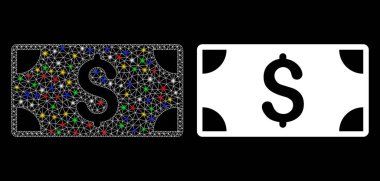 Parlak Izgara Ağı Dolarlık Banknotlu Benekli Simge