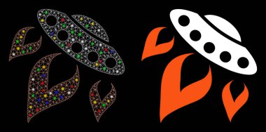 Parlak Ağlı İskelet Ufo Flaş Noktalarıyla Ateş Simgesini Başlat