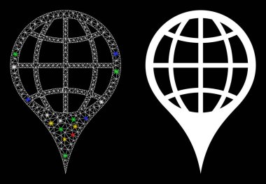 Işık Noktalı Parlayan Izgara Küresel Konum Simgesi
