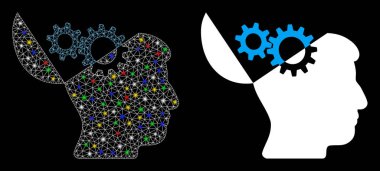 Fişek Ağı 2d Açık Zihin Dişli Simgesi Fişek Benekli