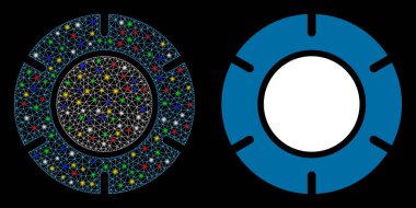 Işık Noktalı Parlak Ağ 2d Casino Çipi Simgesi