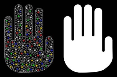 Fişek Kablosu Çerçevesi Işık Noktalı El Simgesini Durdur