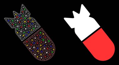 Parlayan Ağ Kablosu Havacılık Bombası Simgesi Işık Lekeli