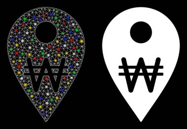 Parlak Ağlı İskelet Kore Won Harita İşaretleyici Simgesi