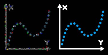 Parlak Izgara Gövdesi Noktalı Çizim Simgesi Flash Noktaları